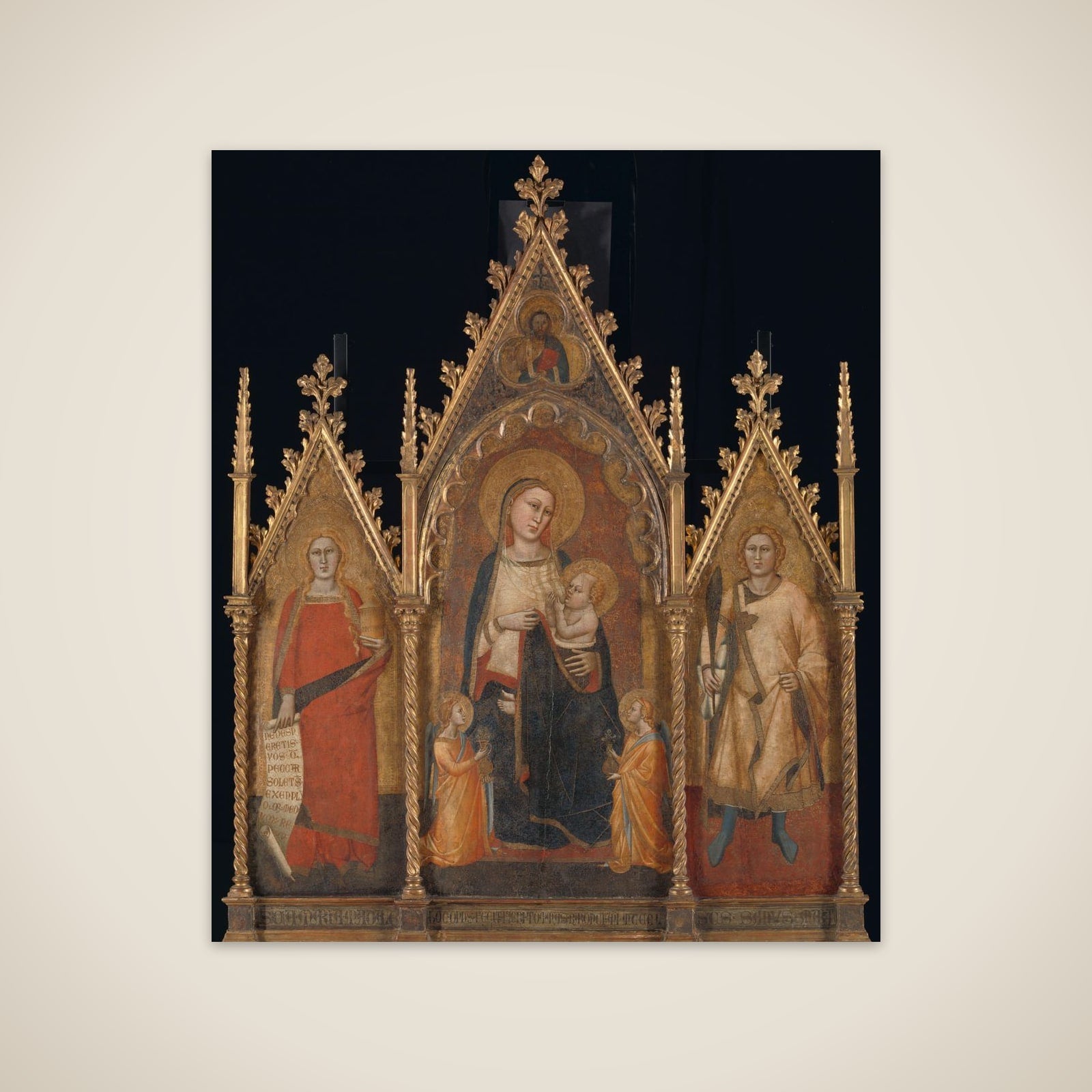 Triptych with the Virgin and Child, and Saints Mary Magdalene and Ansanus unframed print