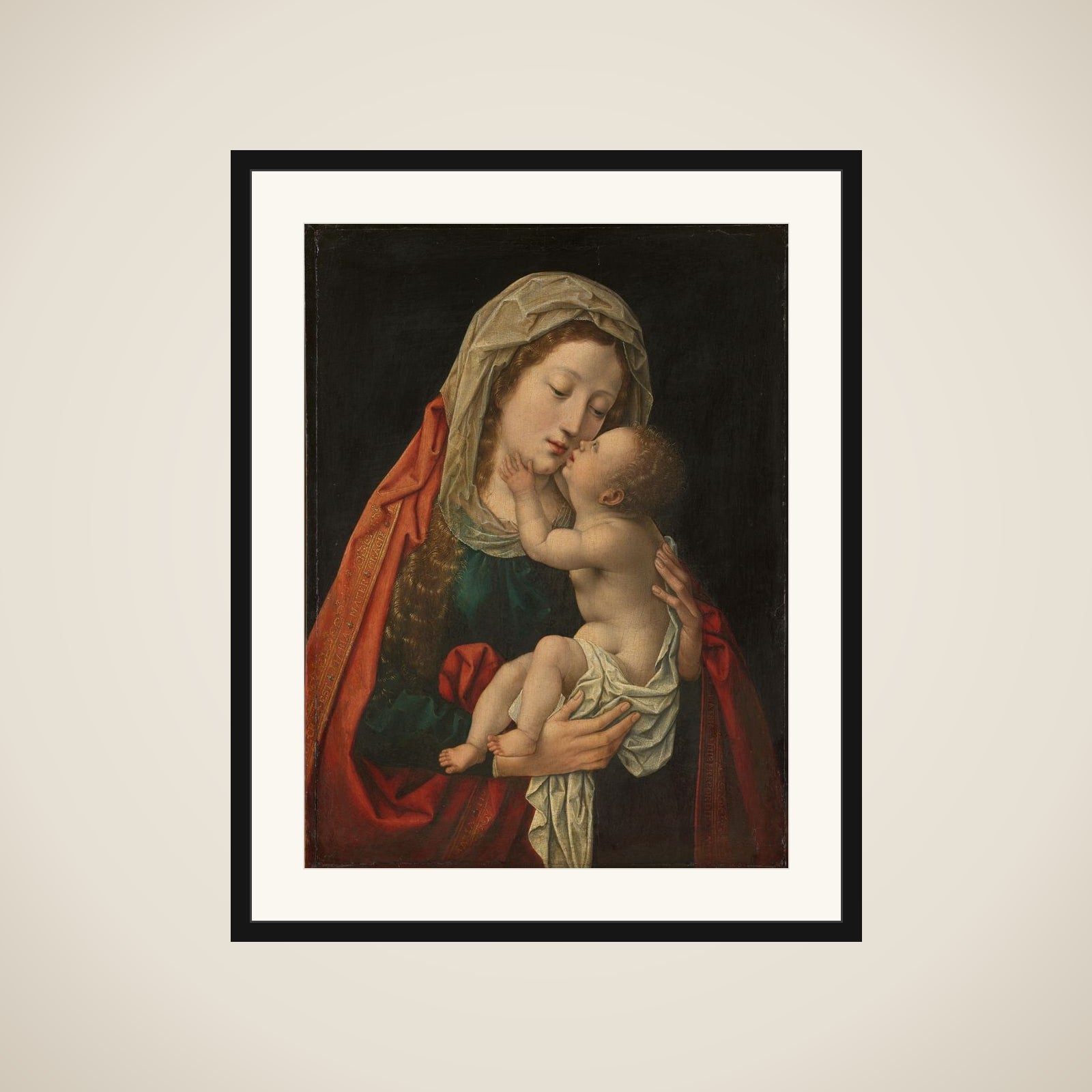 The Virgin and Child framed