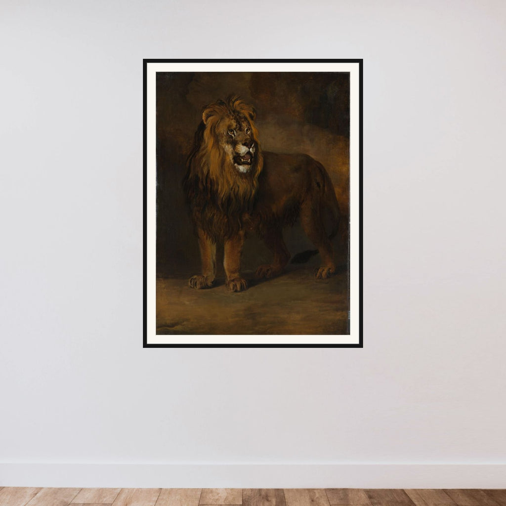 A Lion from the Menagerie of King Louis Napoleon, 1808 framed — shown to scale
