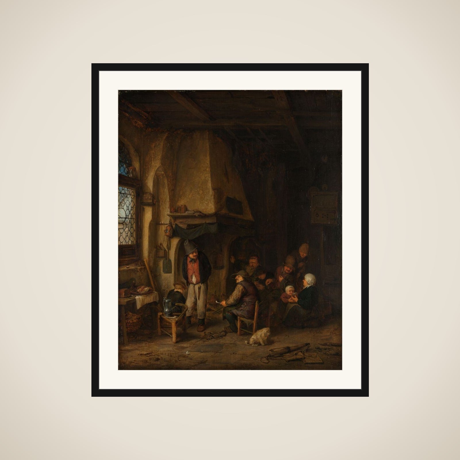 Peasants in an Interior, known as ‘The Skaters’ framed