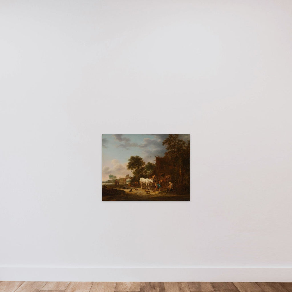Country inn with a horse at the trough unframed — shown to scale
