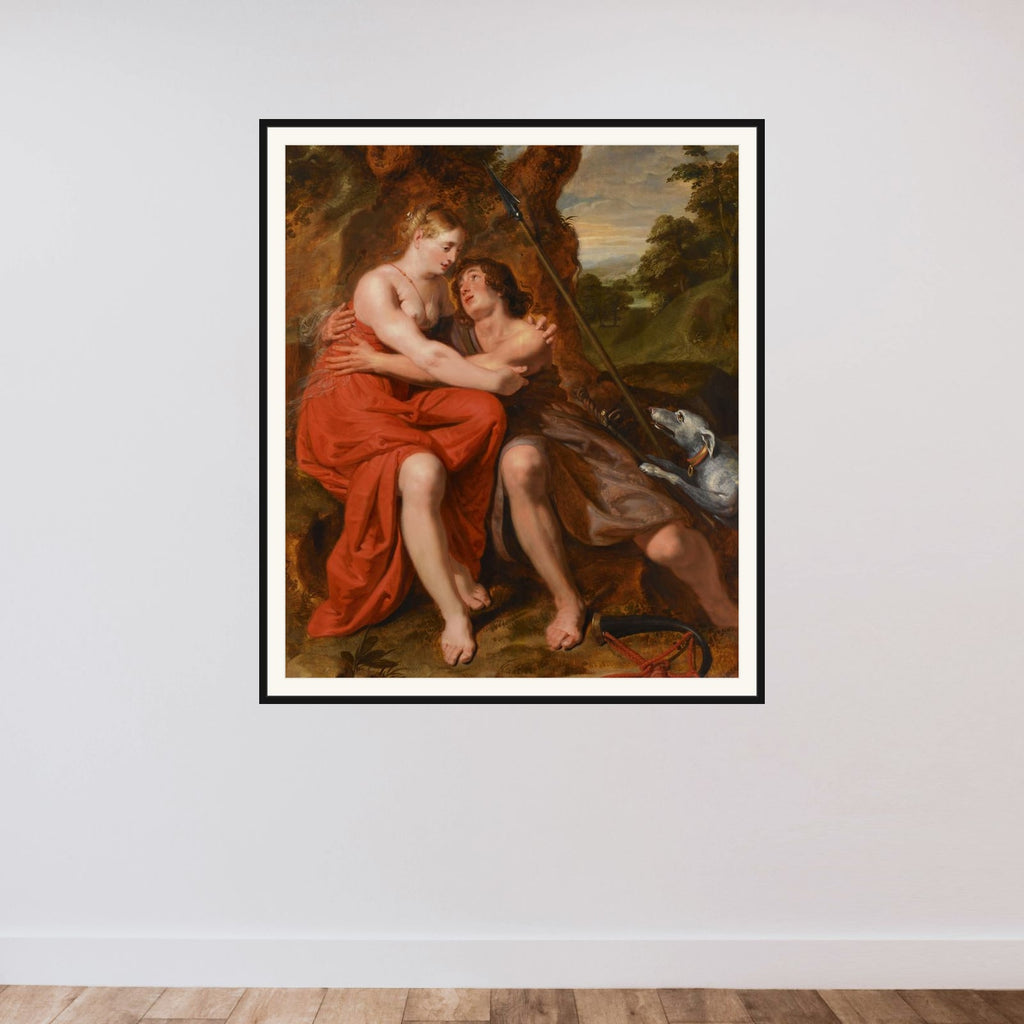 Venus and Adonis framed — shown to scale
