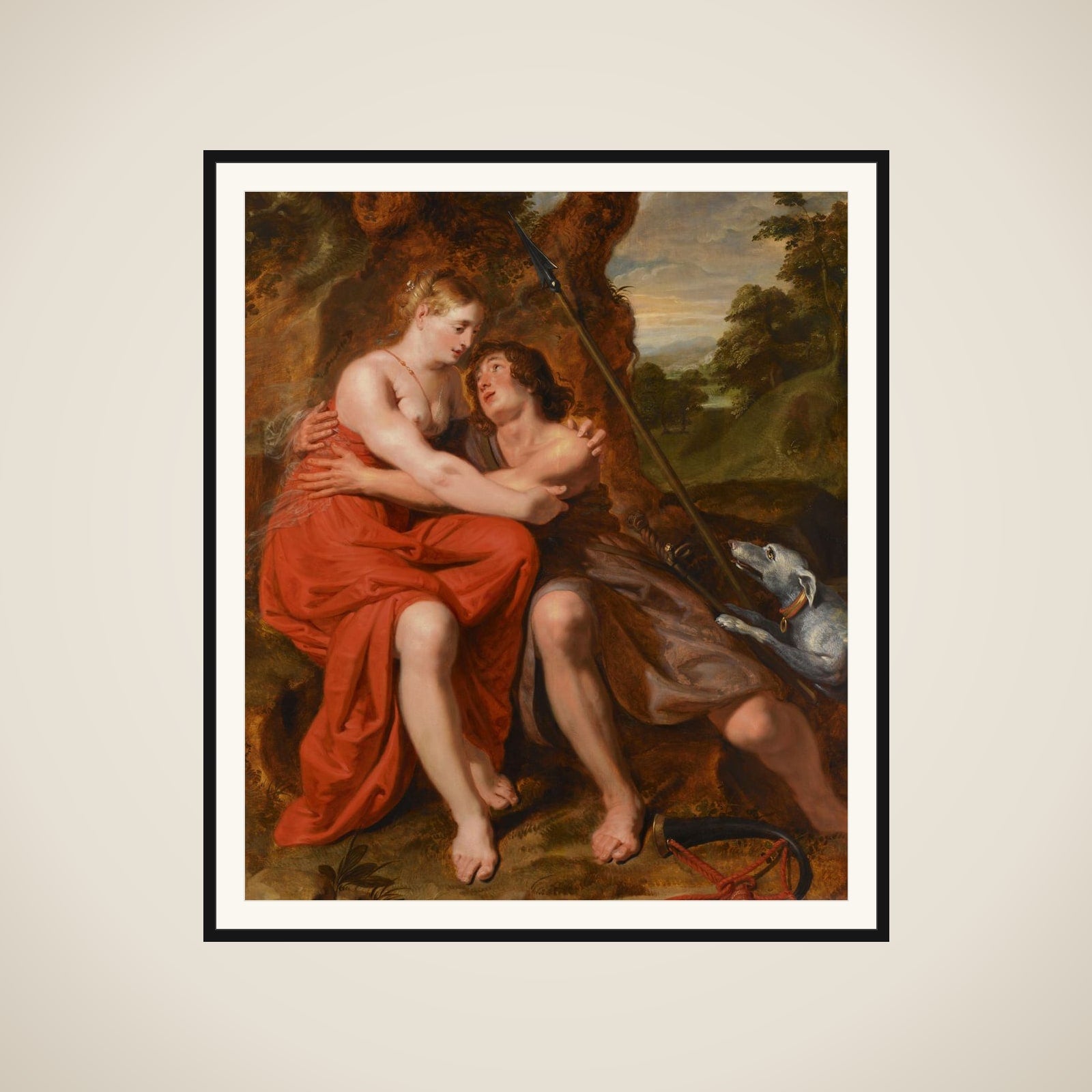 Venus and Adonis framed