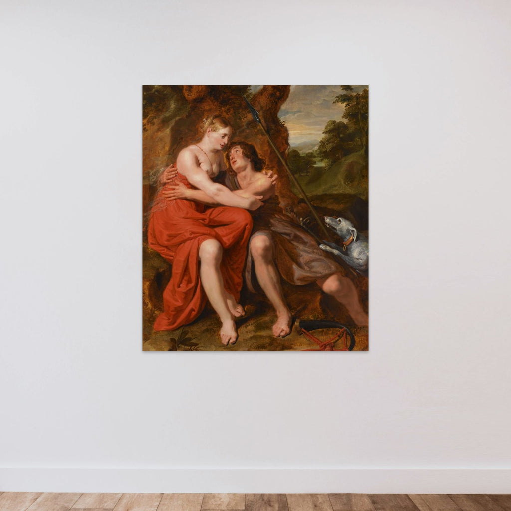 Venus and Adonis unframed — shown to scale