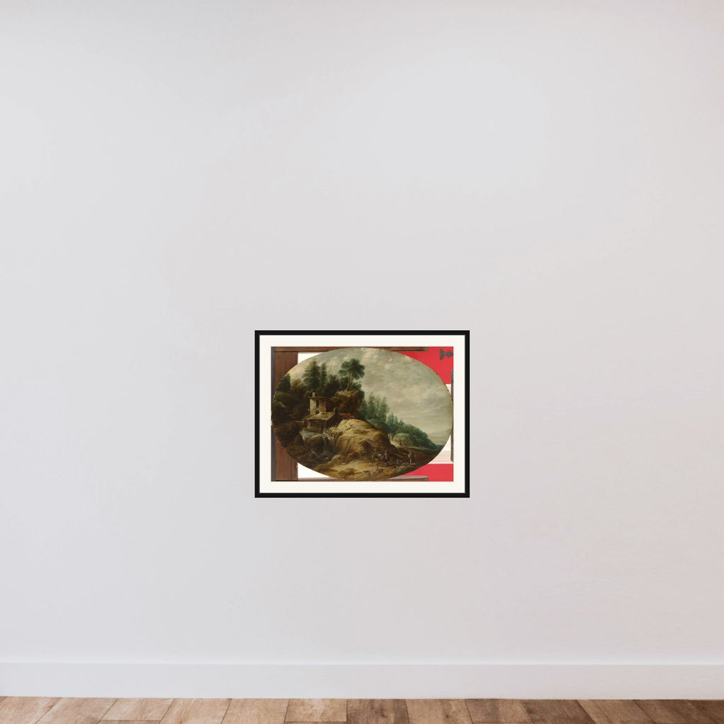 Watermill by a Wooded Outcrop framed — shown to scale