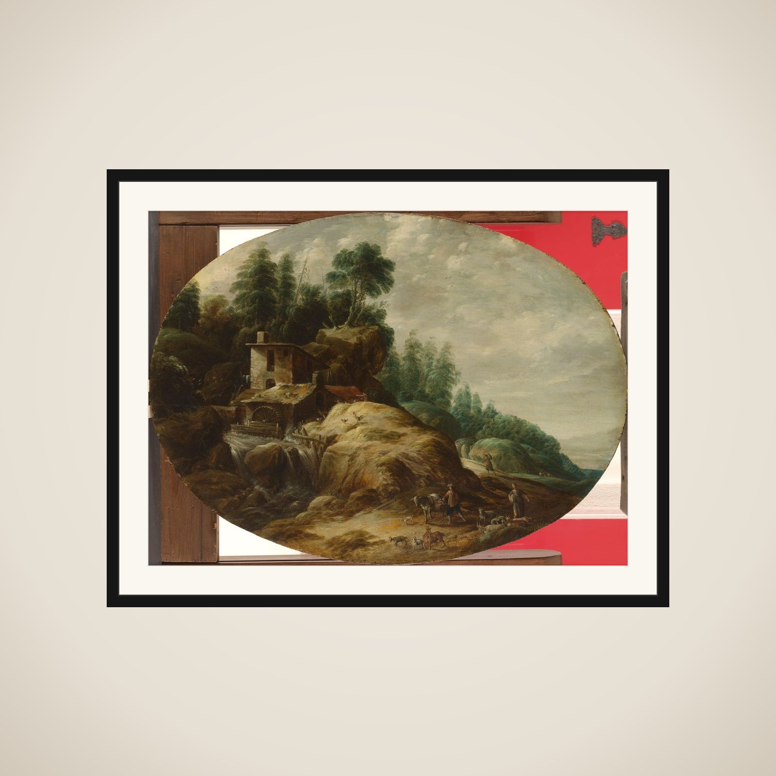 Watermill by a Wooded Outcrop framed