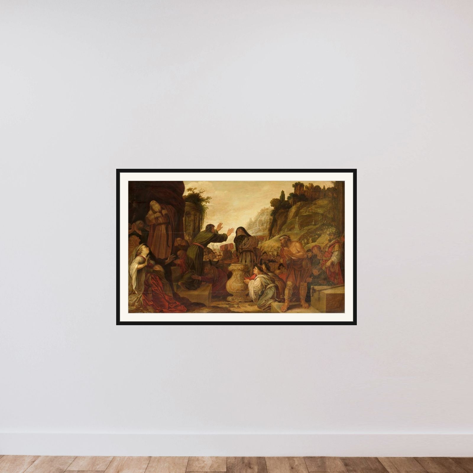 Sts Paul and Barnabas Worshipped as Gods by the People of Lystra framed — shown to scale