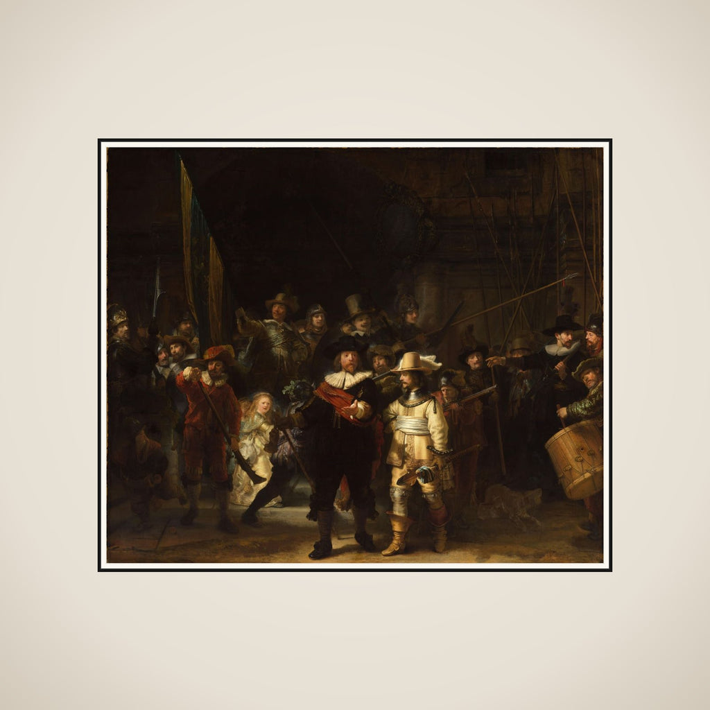 Officers and other civic guardsmen of District II in Amsterdam, under the command of Captain Frans Banninck Cocq and Lieutenant Willem van Ruytenburch, known as ‘The Night Watch’ framed