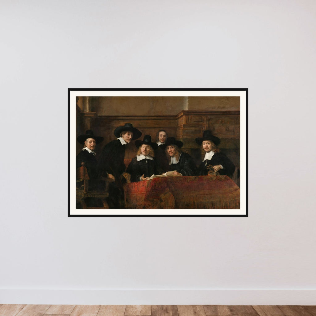 The Sampling Officials of the Amsterdam Drapers’ Guild, Known as ‘The Syndics’ framed — shown to scale