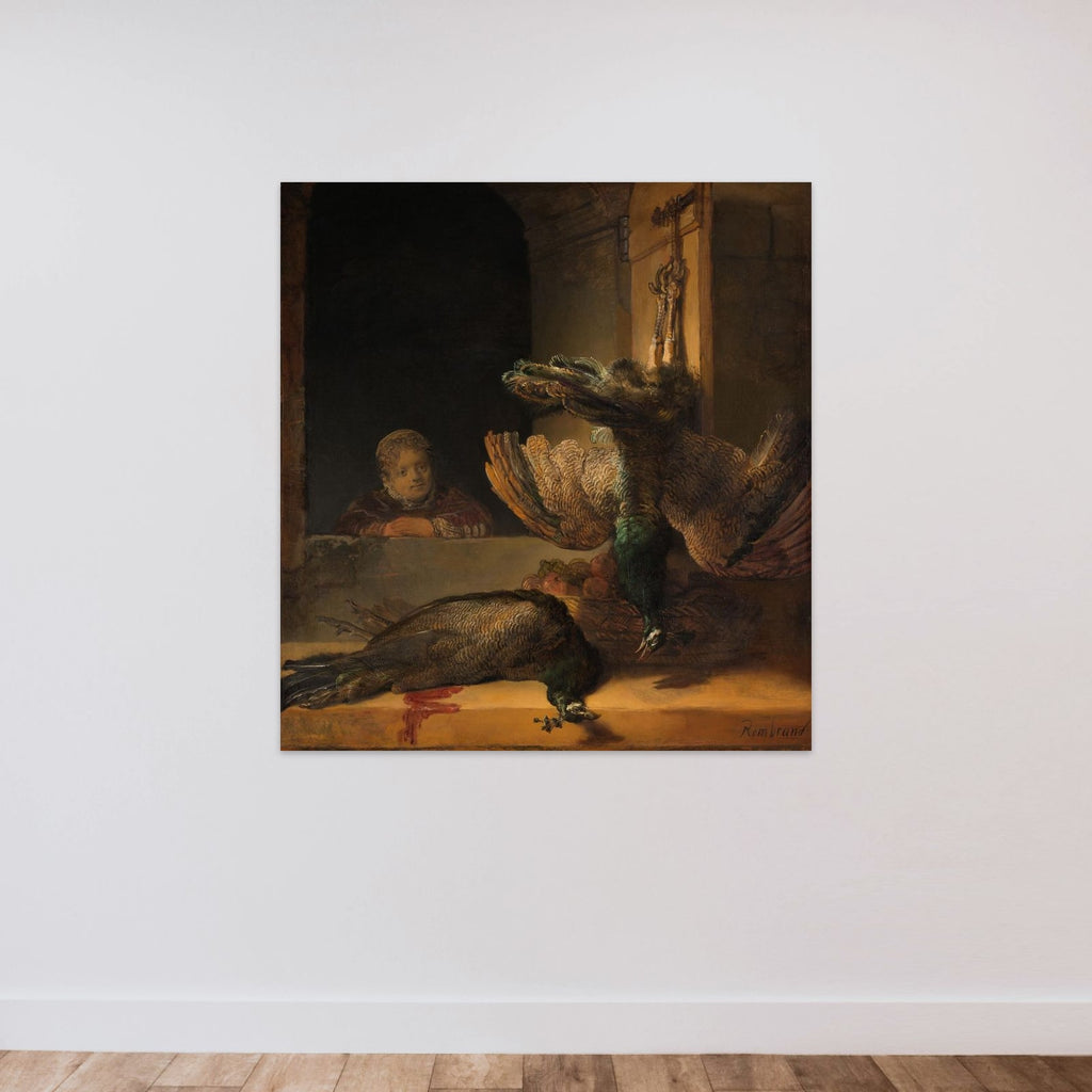 Still Life with Dead Peacocks unframed — shown to scale