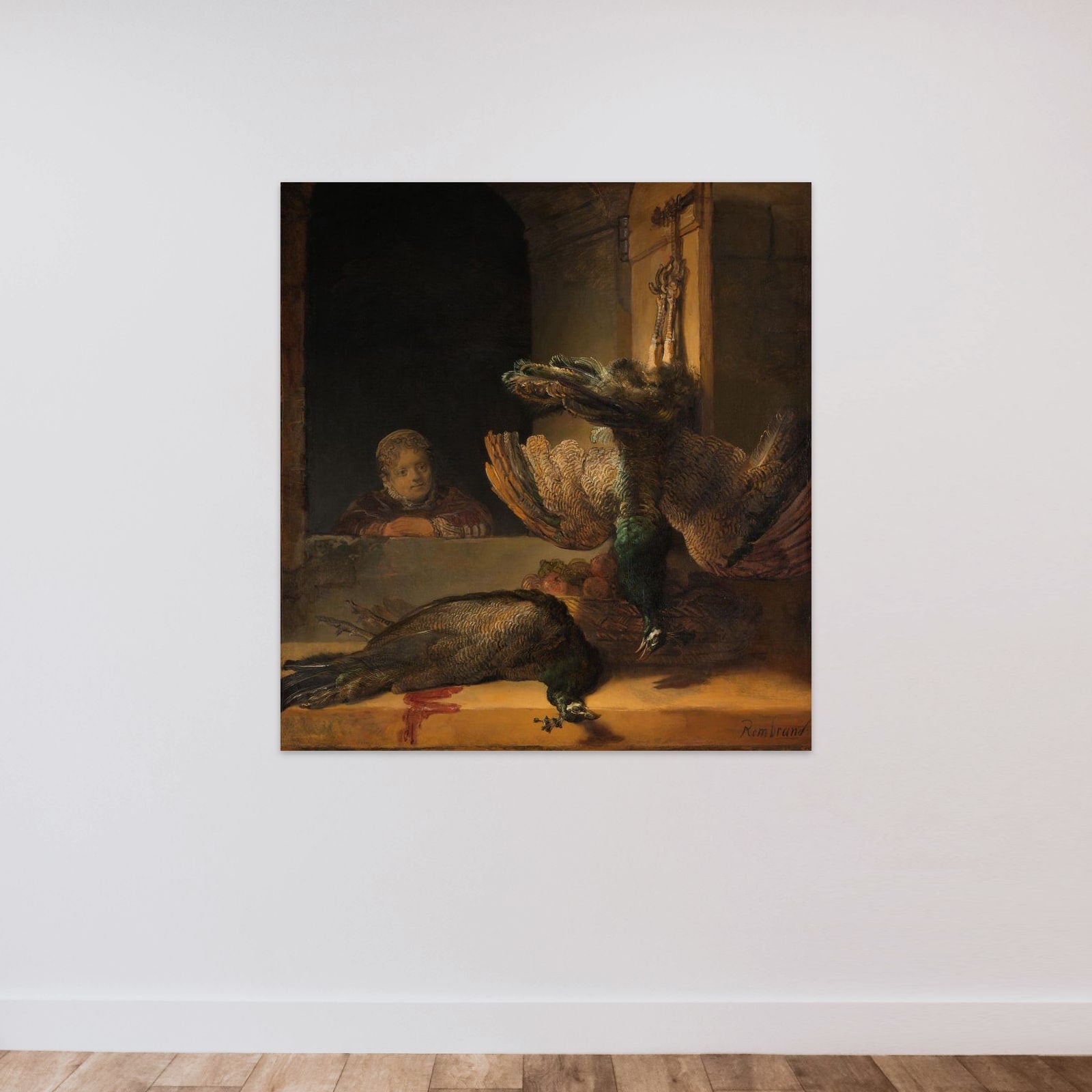Still Life with Dead Peacocks unframed — shown to scale