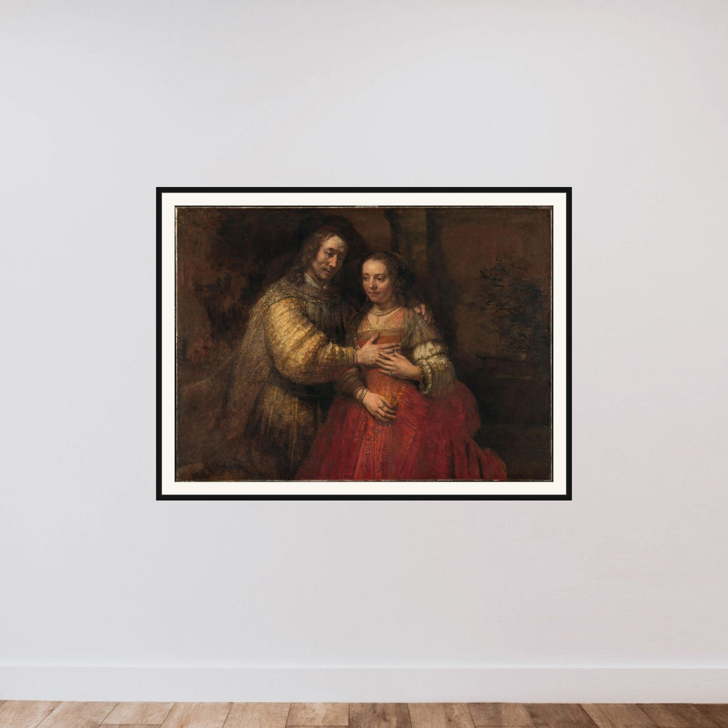 Portrait of a couple as figures from the Old Testament, known as 'The Jewish bride' framed — shown to scale