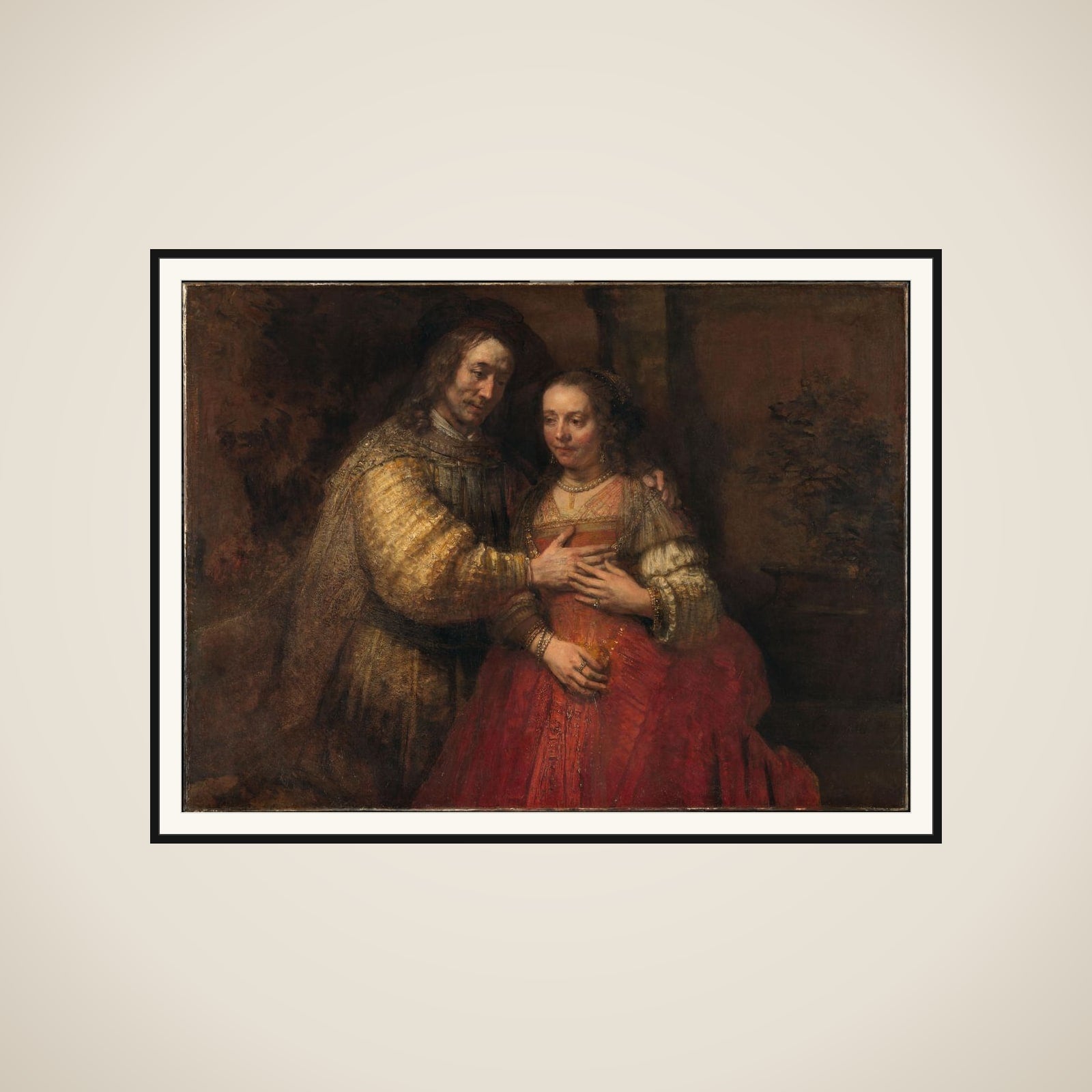 Portrait of a couple as figures from the Old Testament, known as 'The Jewish bride' framed