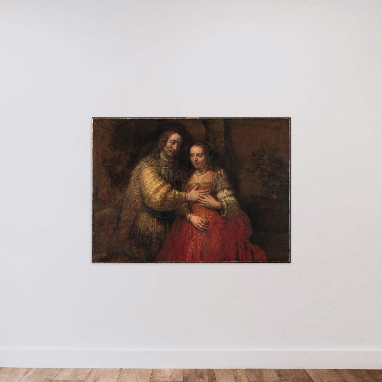 Portrait of a couple as figures from the Old Testament, known as 'The Jewish bride' unframed — shown to scale
