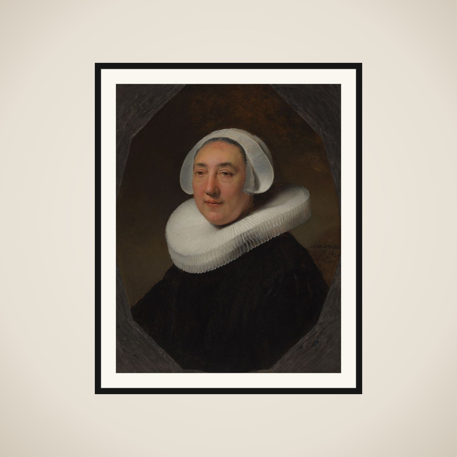 Portrait of Haesje Jacobsdr van Cleyburg (1583-1641). Wife of the Rotterdam Brewer Dirck Jansz Pesser (1586-1651) framed