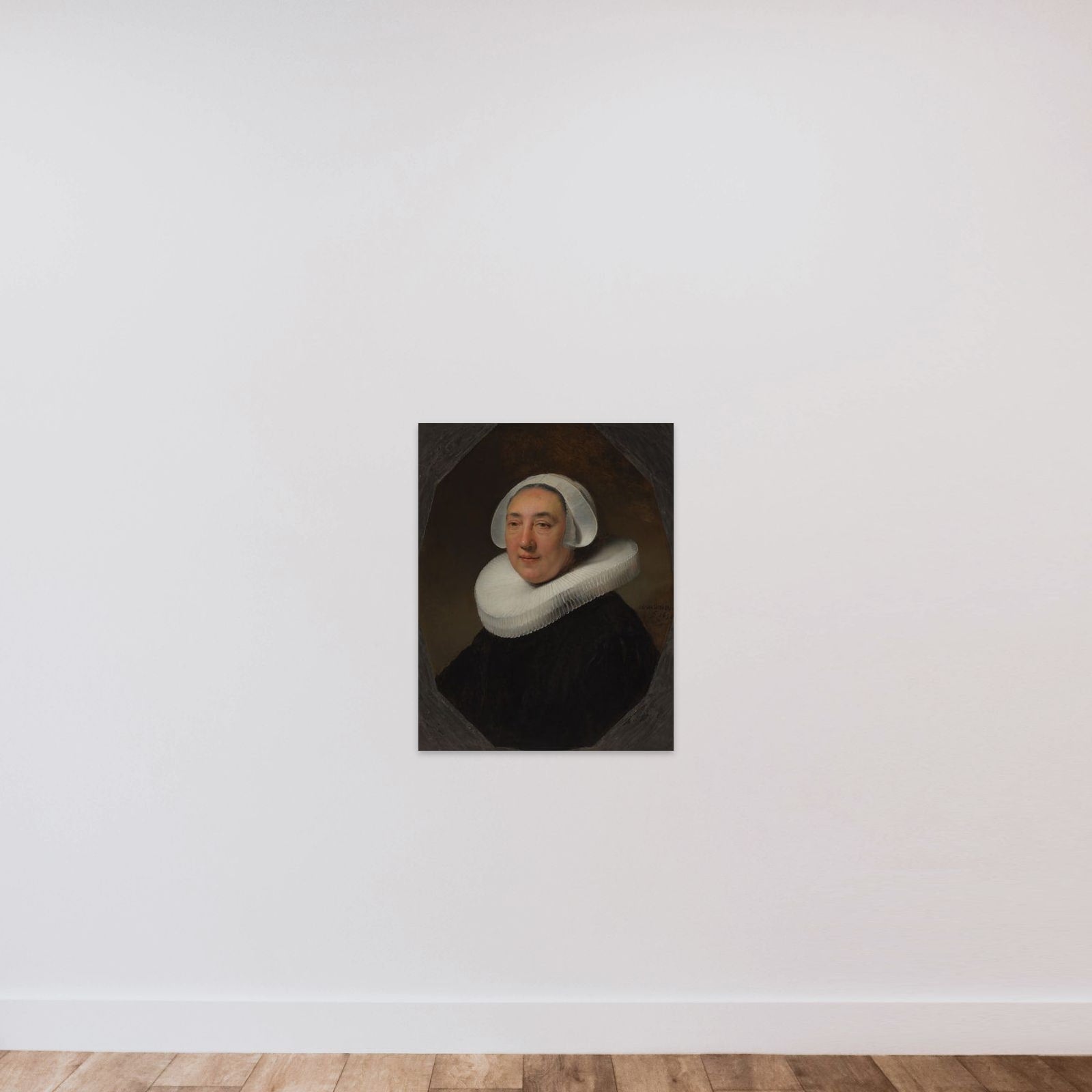 Portrait of Haesje Jacobsdr van Cleyburg (1583-1641). Wife of the Rotterdam Brewer Dirck Jansz Pesser (1586-1651) unframed — shown to scale