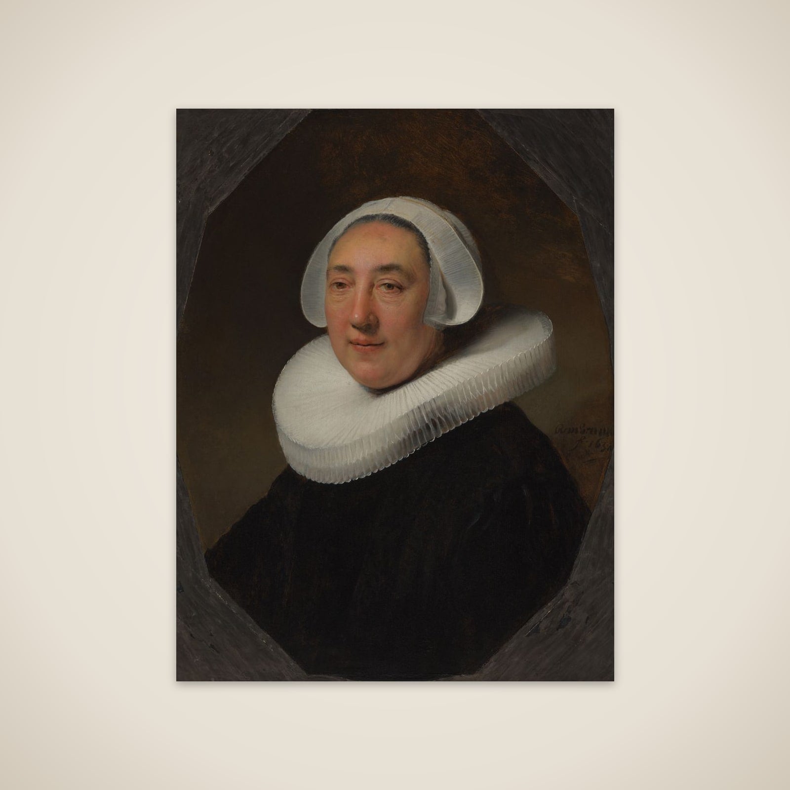 Portrait of Haesje Jacobsdr van Cleyburg (1583-1641). Wife of the Rotterdam Brewer Dirck Jansz Pesser (1586-1651) unframed print