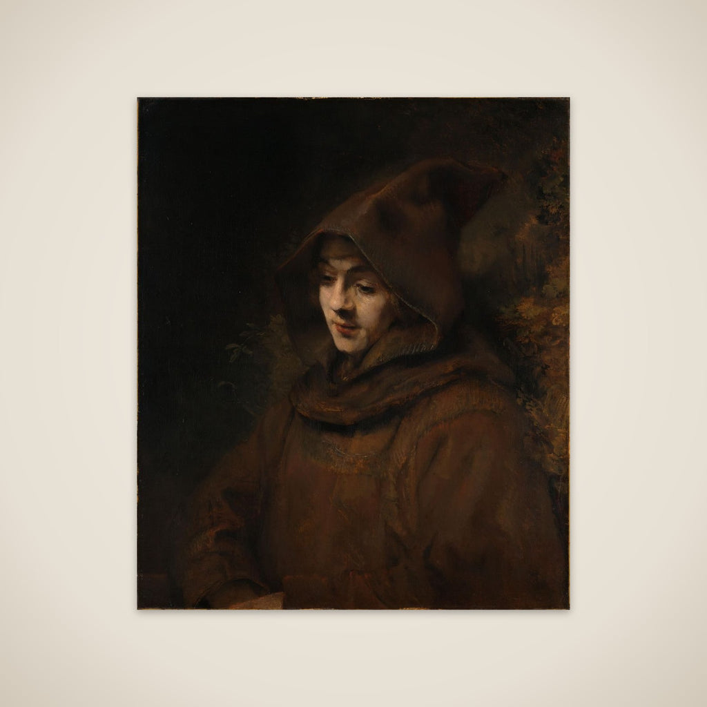 Rembrandt's son in a monk's habit, possibly in the guise of St Francis of Assisi unframed print