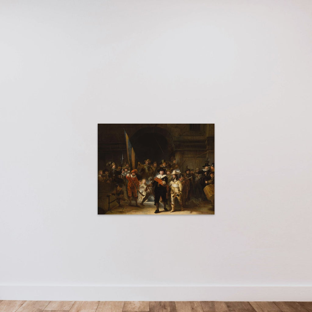 The company of Captain Frans Banning Cocq and Lieutenant Willem van Ruytenburch, known as 'The nightwatch' unframed — shown to scale