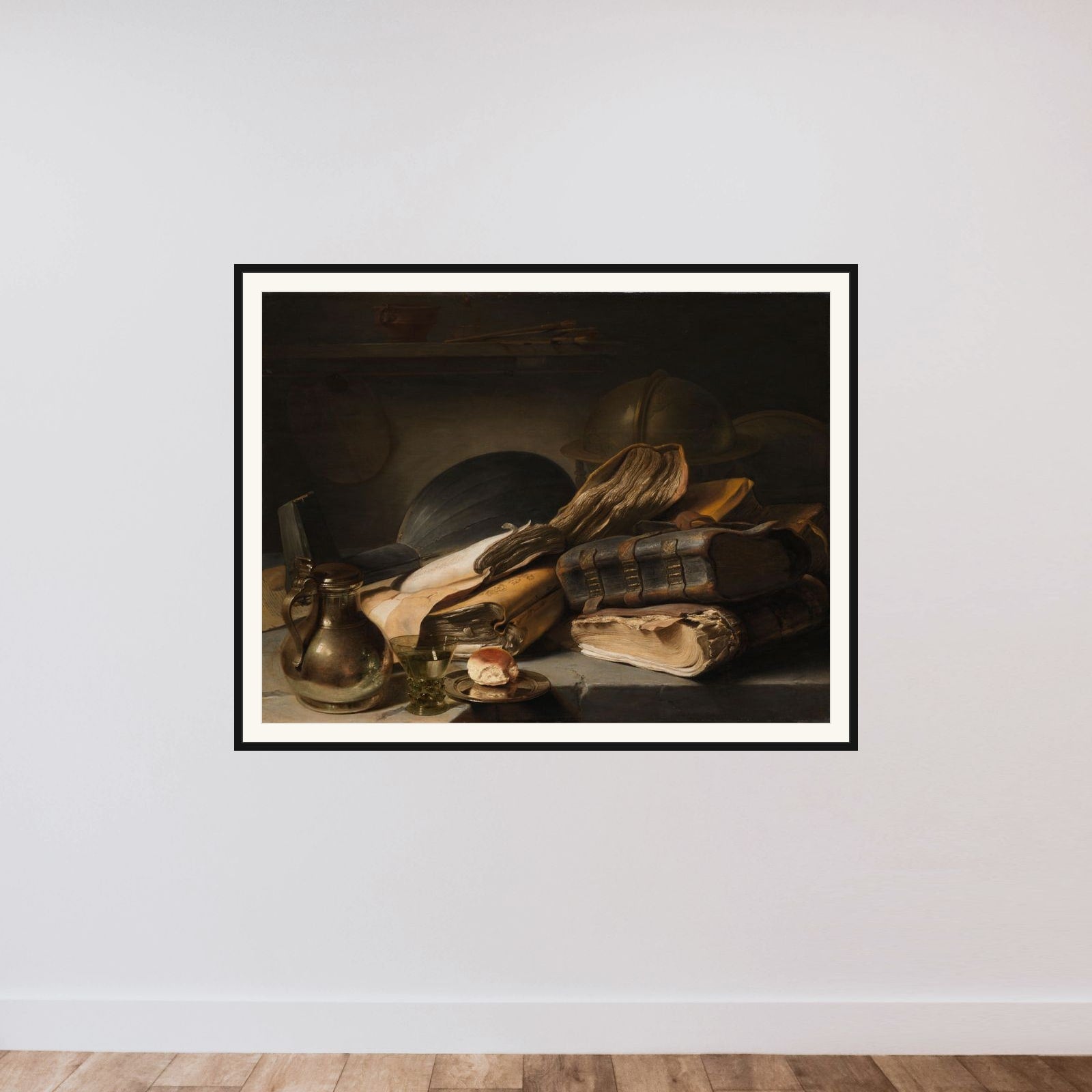 Still Life with Books framed — shown to scale