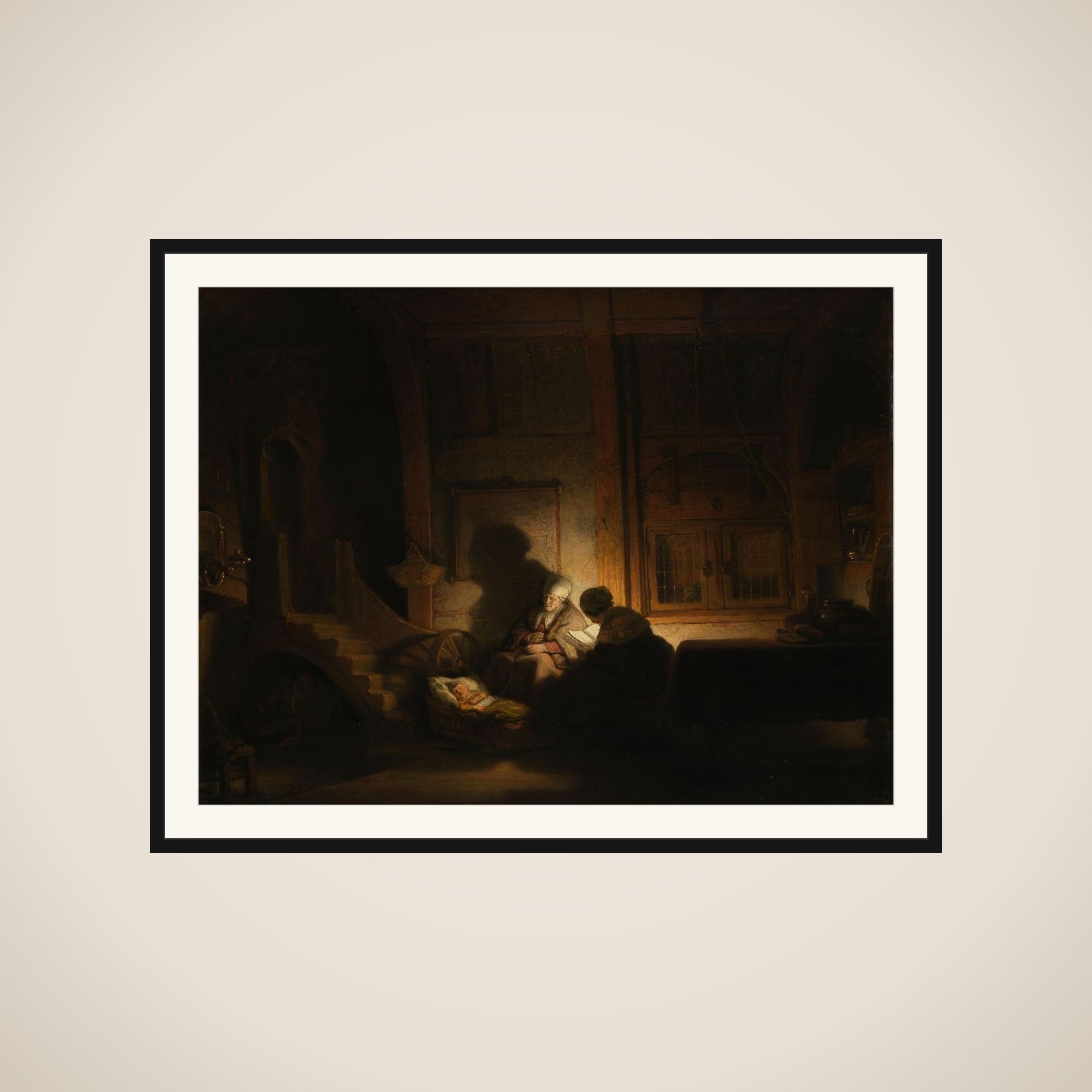 The Holy Family at Night framed