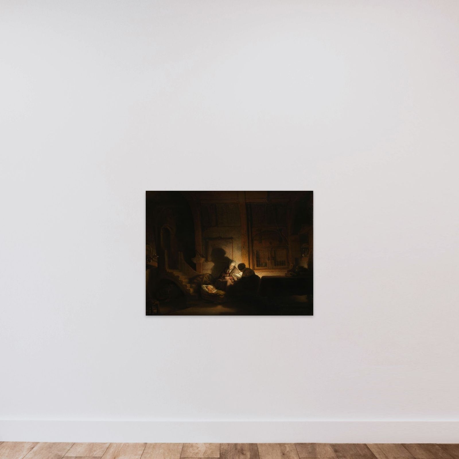 The Holy Family at Night unframed — shown to scale