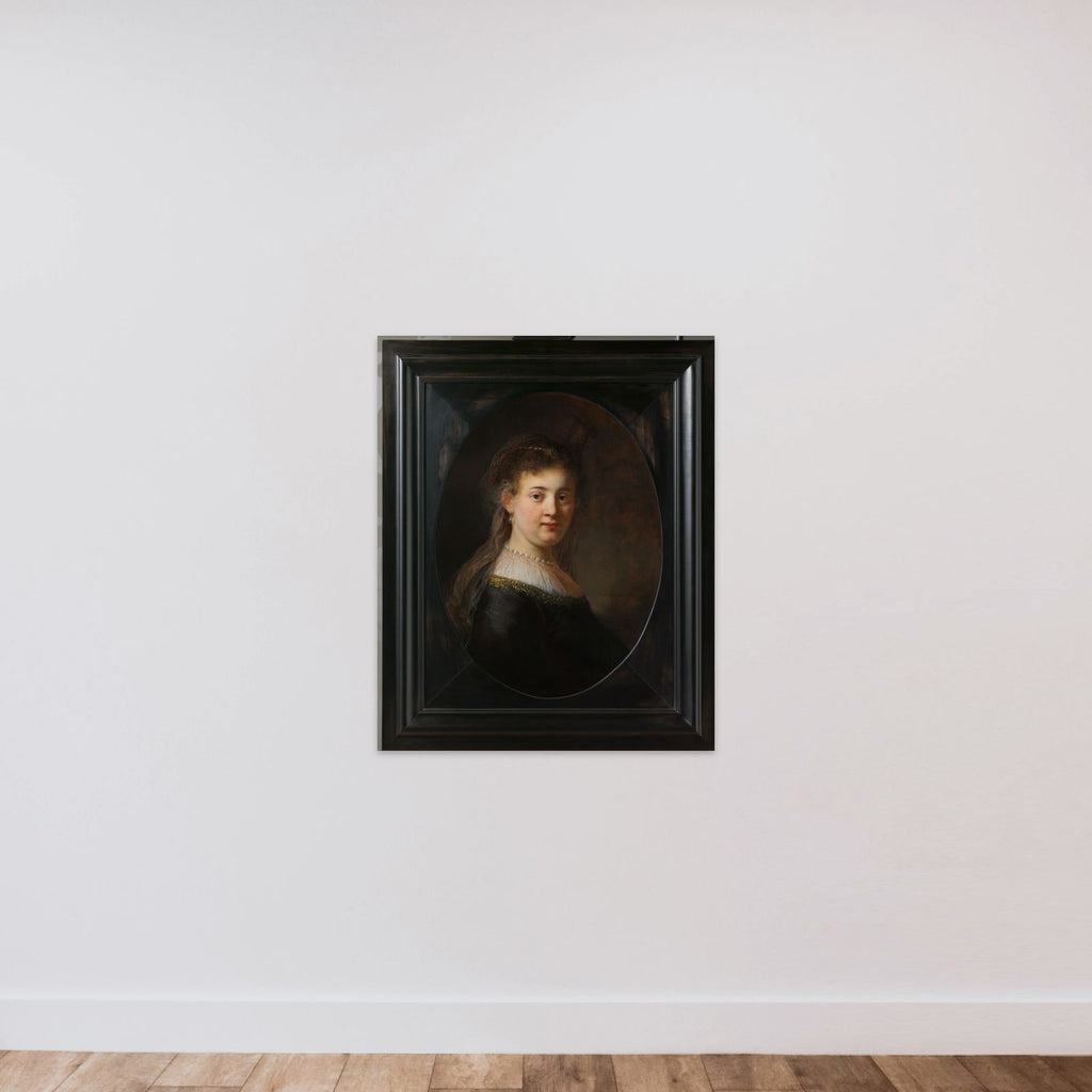 Portrait of a Woman, thought to be Rembrandt´s Wife Saskia van Uylenburgh (1612-1642) unframed — shown to scale
