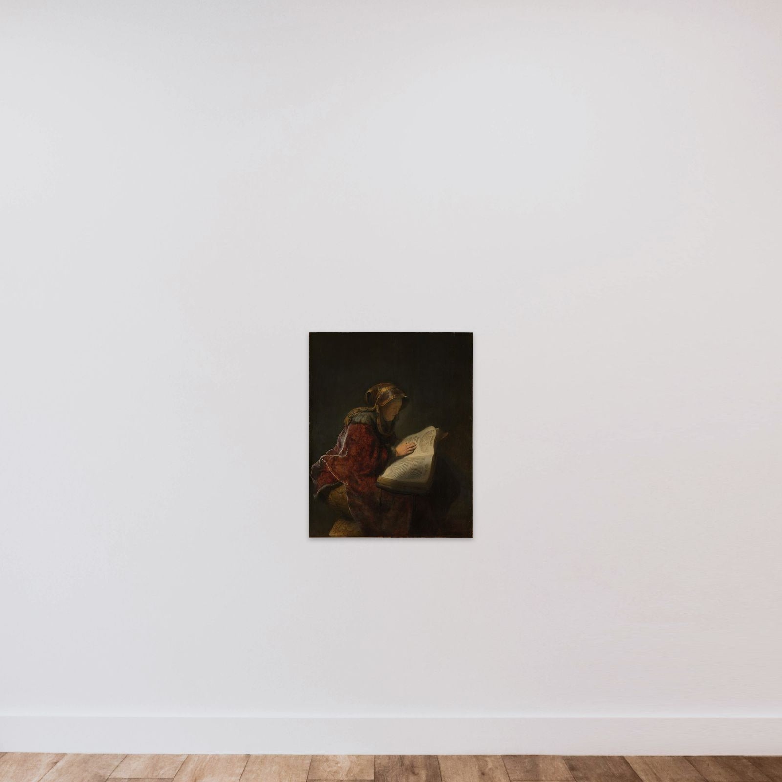 An old woman, probably Rembrandt's mother, Neeltgen Willemsdr van Zuydtbroeck (d 1640), apparently in the guise of the prophetess Anna unframed — shown to scale