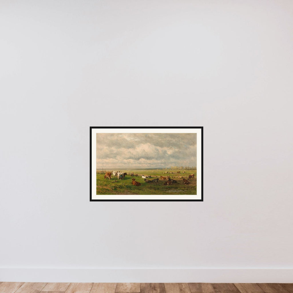 Meadow Landscape with Cattle framed — shown to scale
