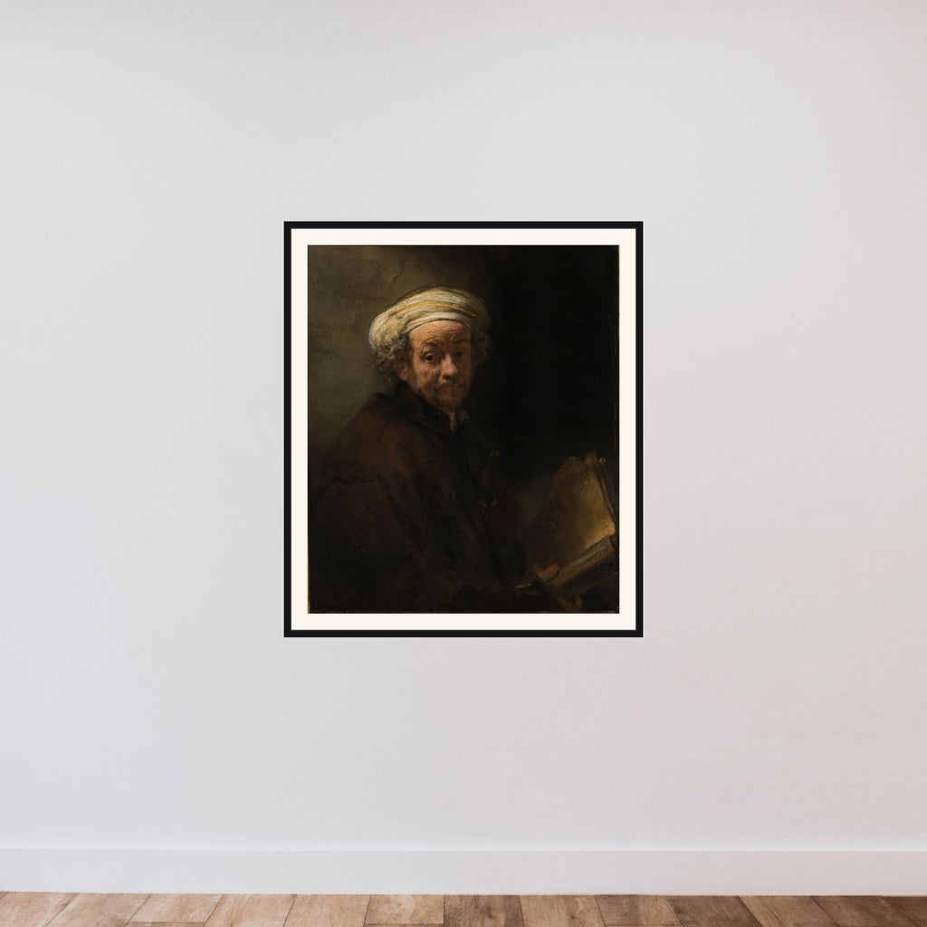 Self Portrait as the Apostle Paul framed — shown to scale