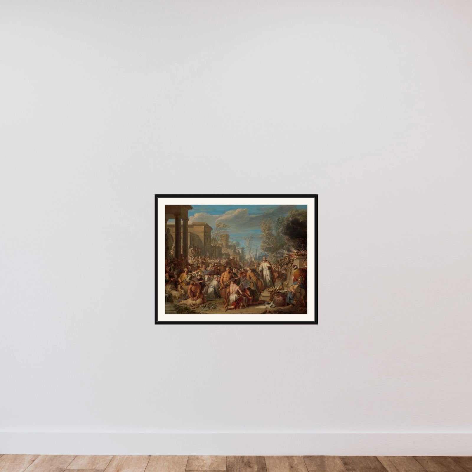 Jeroboam Sacrificing to the Idols framed — shown to scale