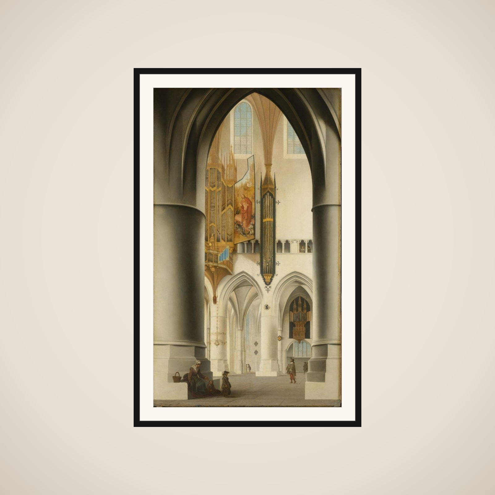 Interior of the St Bavokerk in Haarlem, Seen from the South Ambulatory, Looking across the Choir to the North Ambulatory and the Large Organ framed