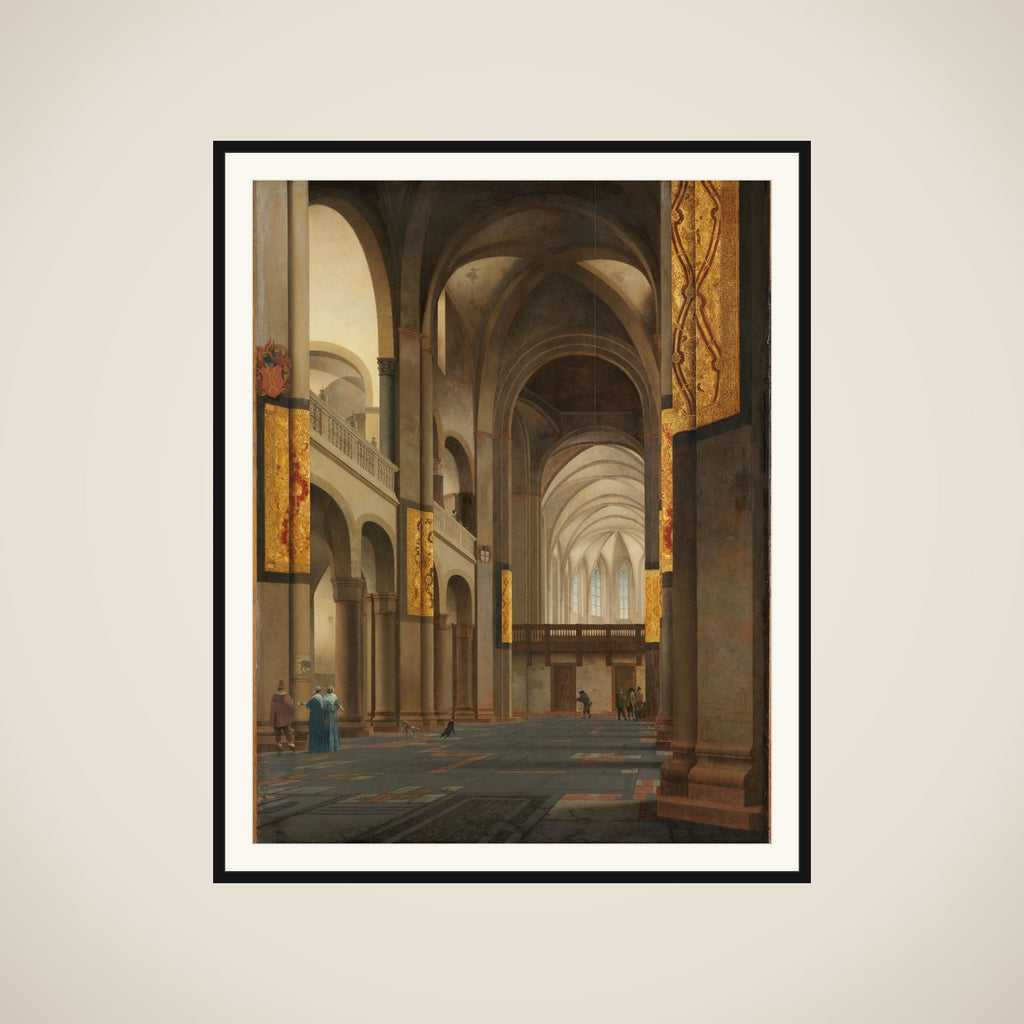 The Nave and Choir of the Mariakerk in Utrecht, Seen from the West framed