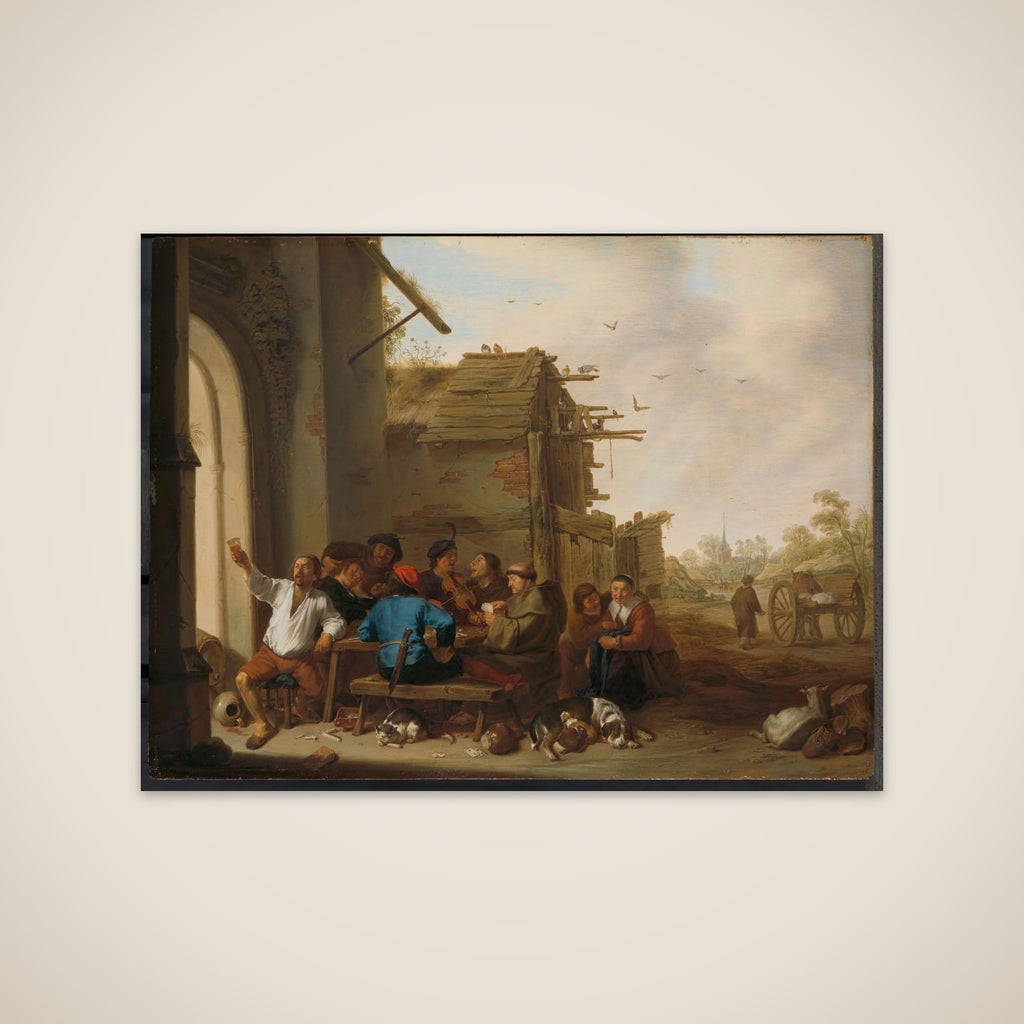 Figures before a Village Inn unframed print