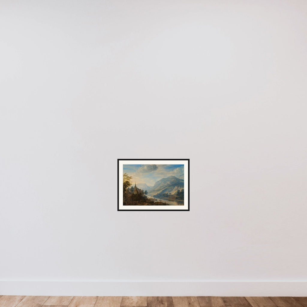 View of the Rhine near Rheineck Castle framed — shown to scale