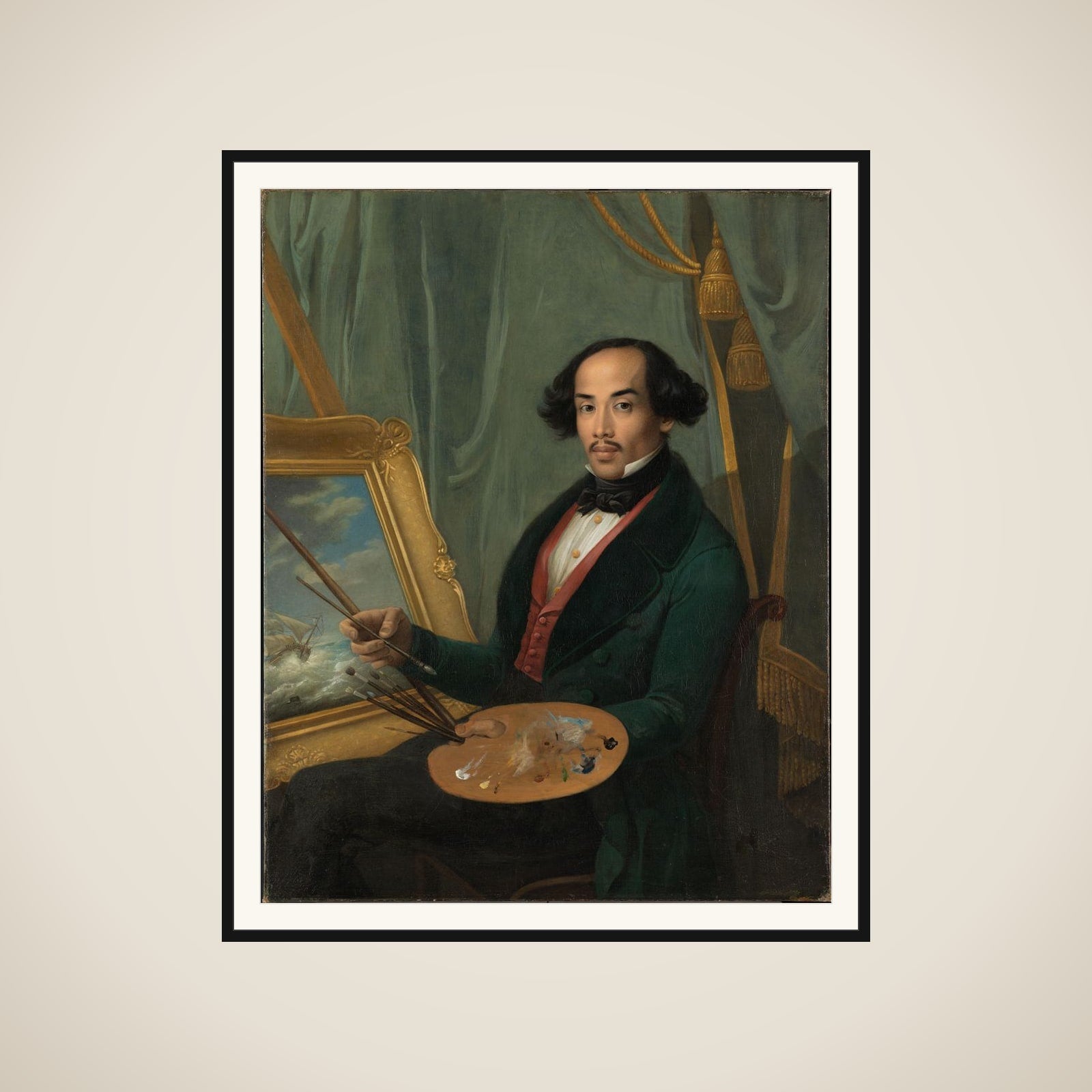 Portrait of Raden Syarif Bustaman Saleh framed