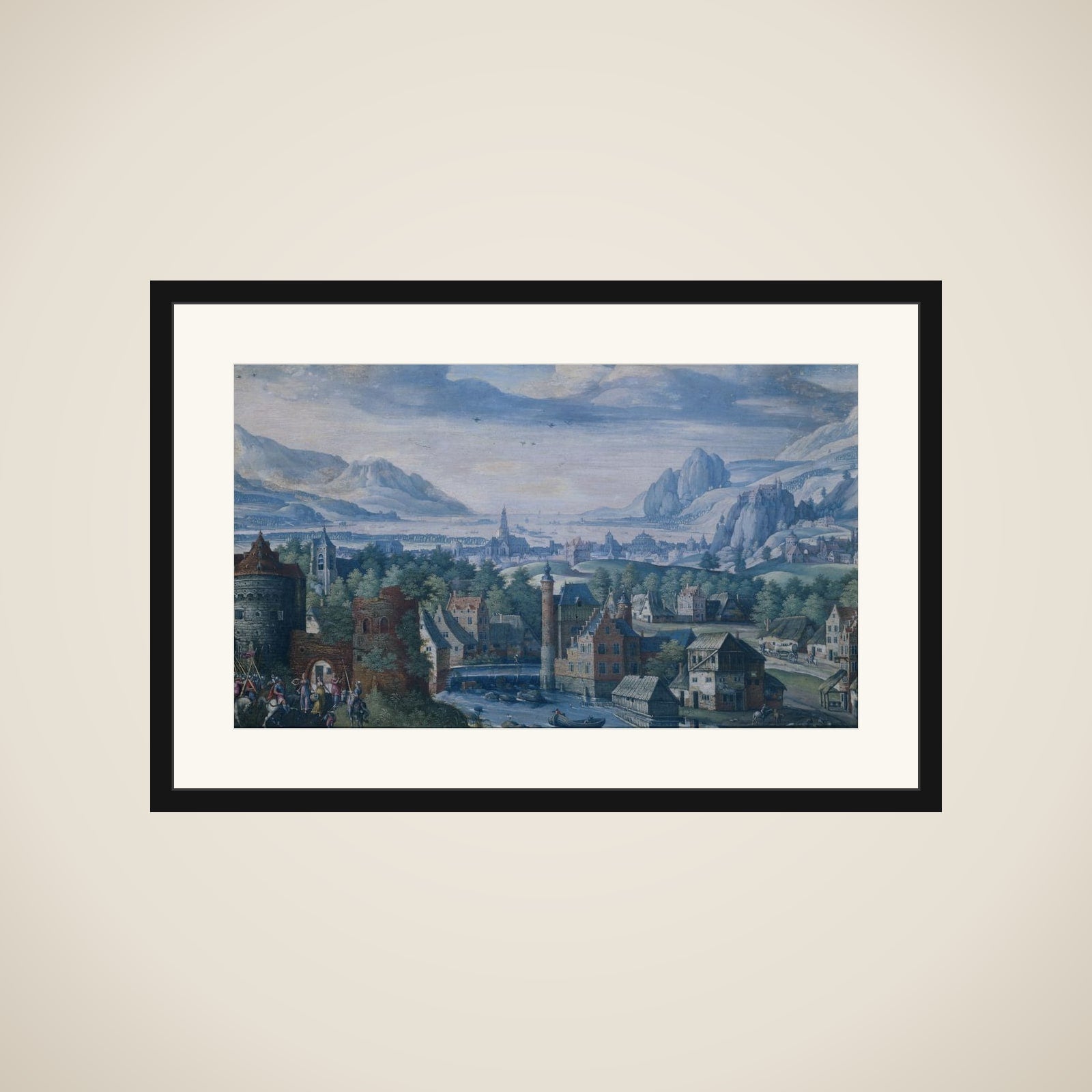 Landscape with the story of Jephthah's daughter framed