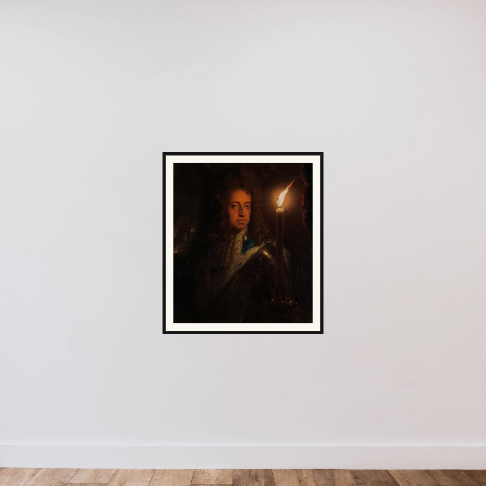 Portrait of William III (1650-1702), Prince of Orange, Stadholder and from 1689 on, King of England framed — shown to scale
