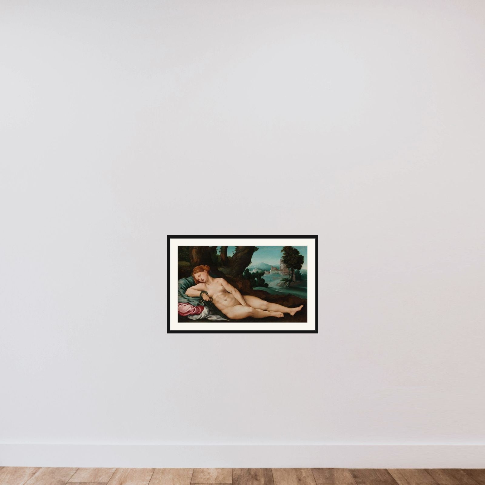 The Dying Cleopatra framed — shown to scale