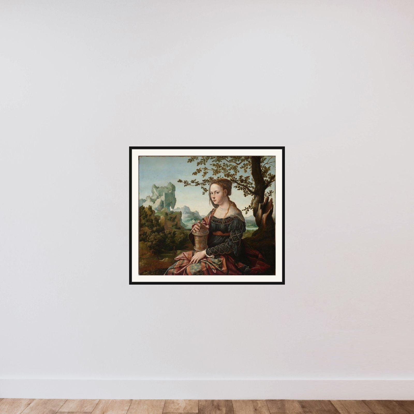Mary Magdalene framed — shown to scale