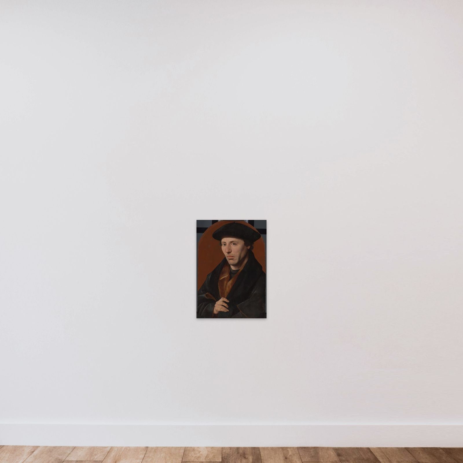 Portrait of a man unframed — shown to scale
