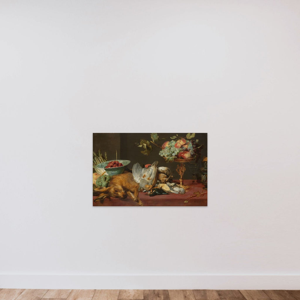 Still Life with Dead Game, Fruit and Vegetables unframed — shown to scale