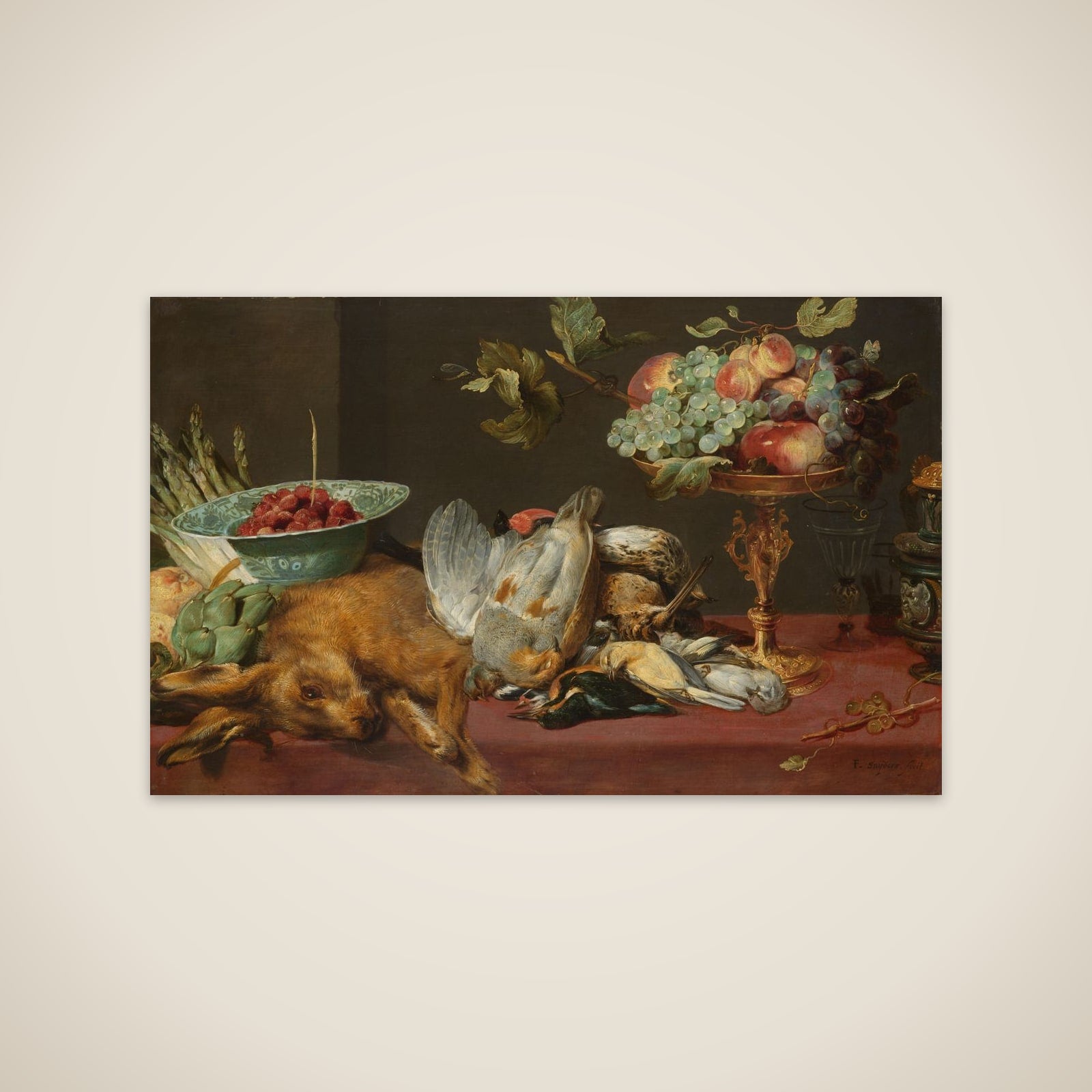 Still Life with Dead Game, Fruit and Vegetables unframed print