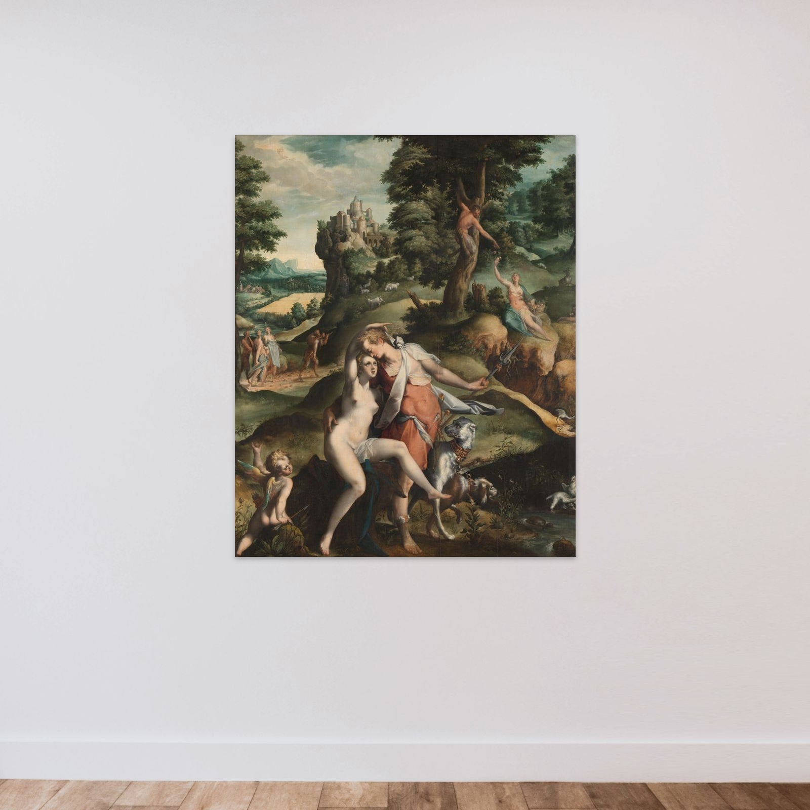 Venus and Adonis unframed — shown to scale