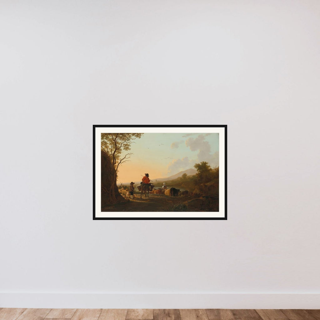 Landscape with Cattle Driver and Shepherd framed — shown to scale