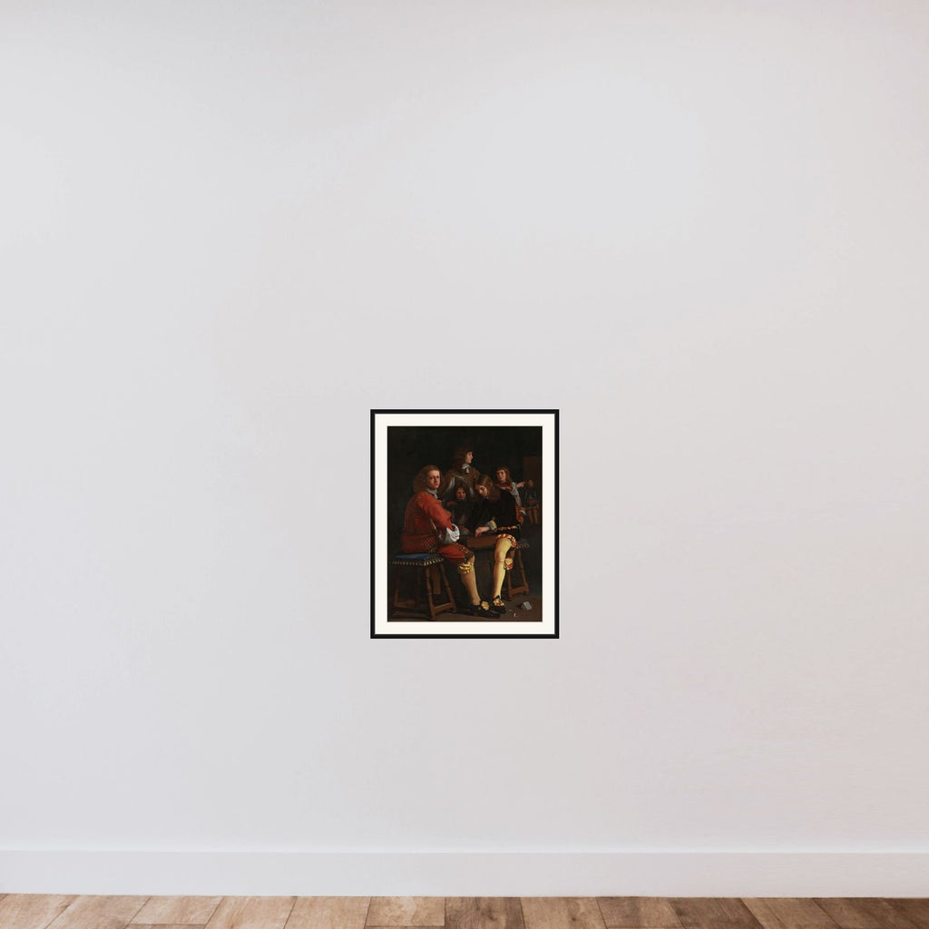 The Draughts Players framed — shown to scale