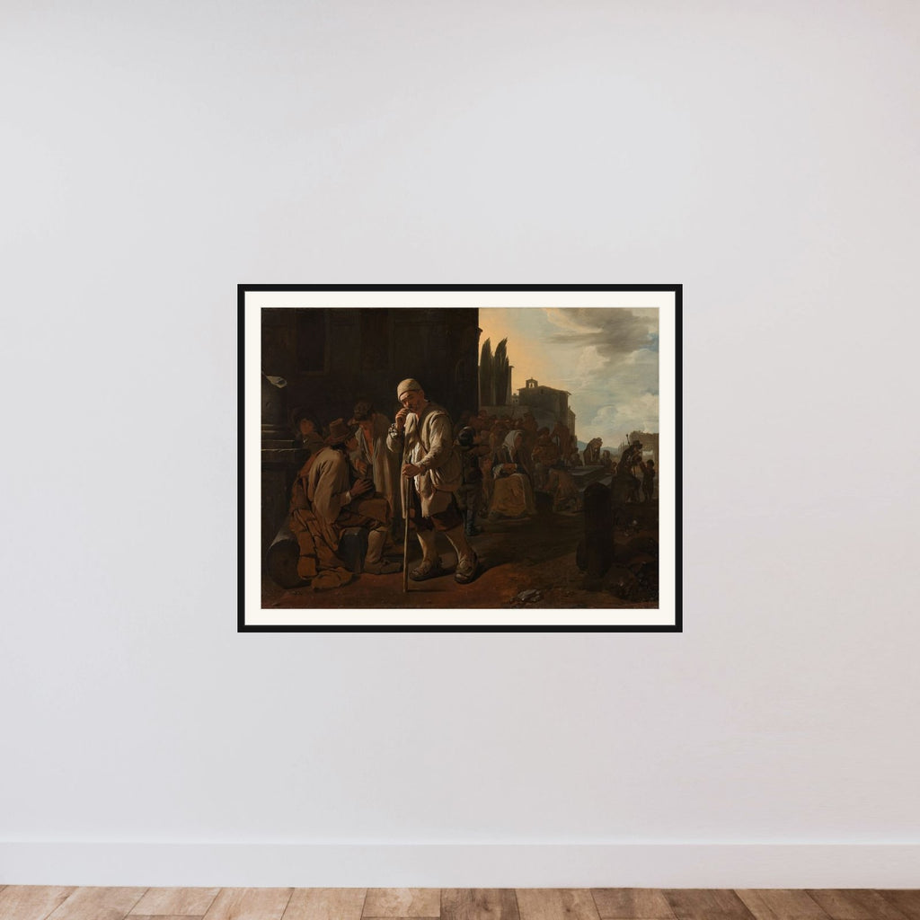 Feeding the Hungry framed — shown to scale