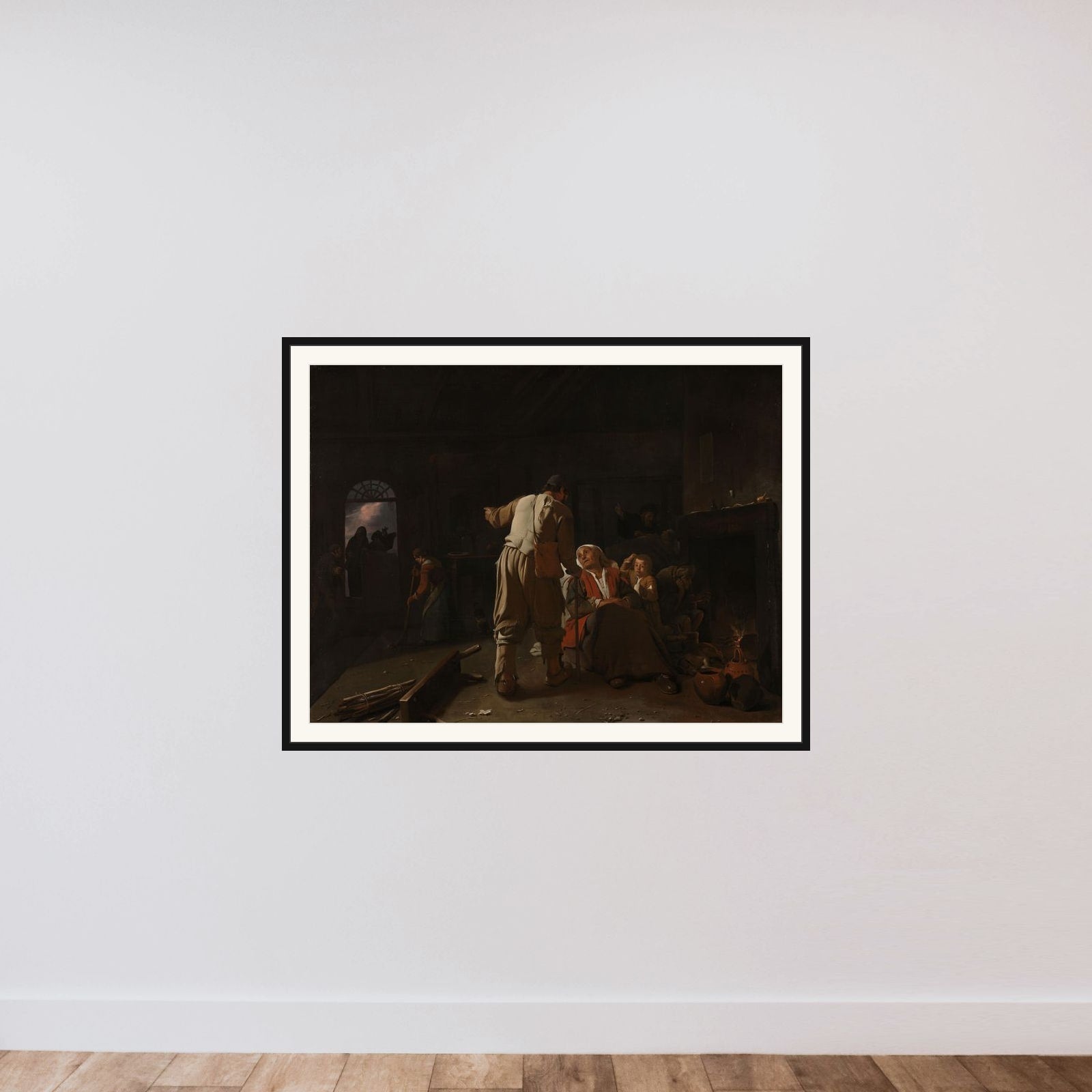 Visiting the Sick framed — shown to scale