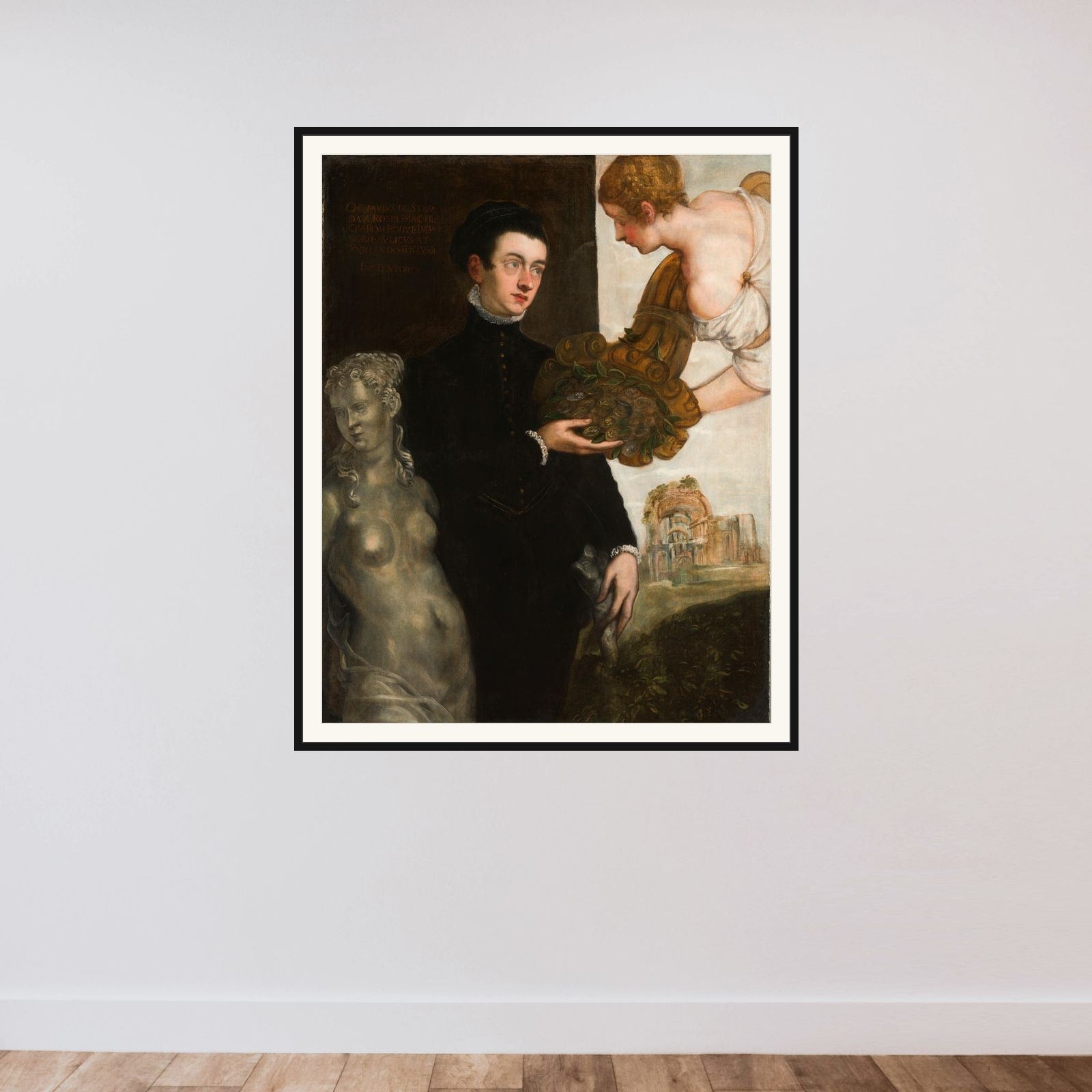 Portrait of Ottavio Strada framed — shown to scale