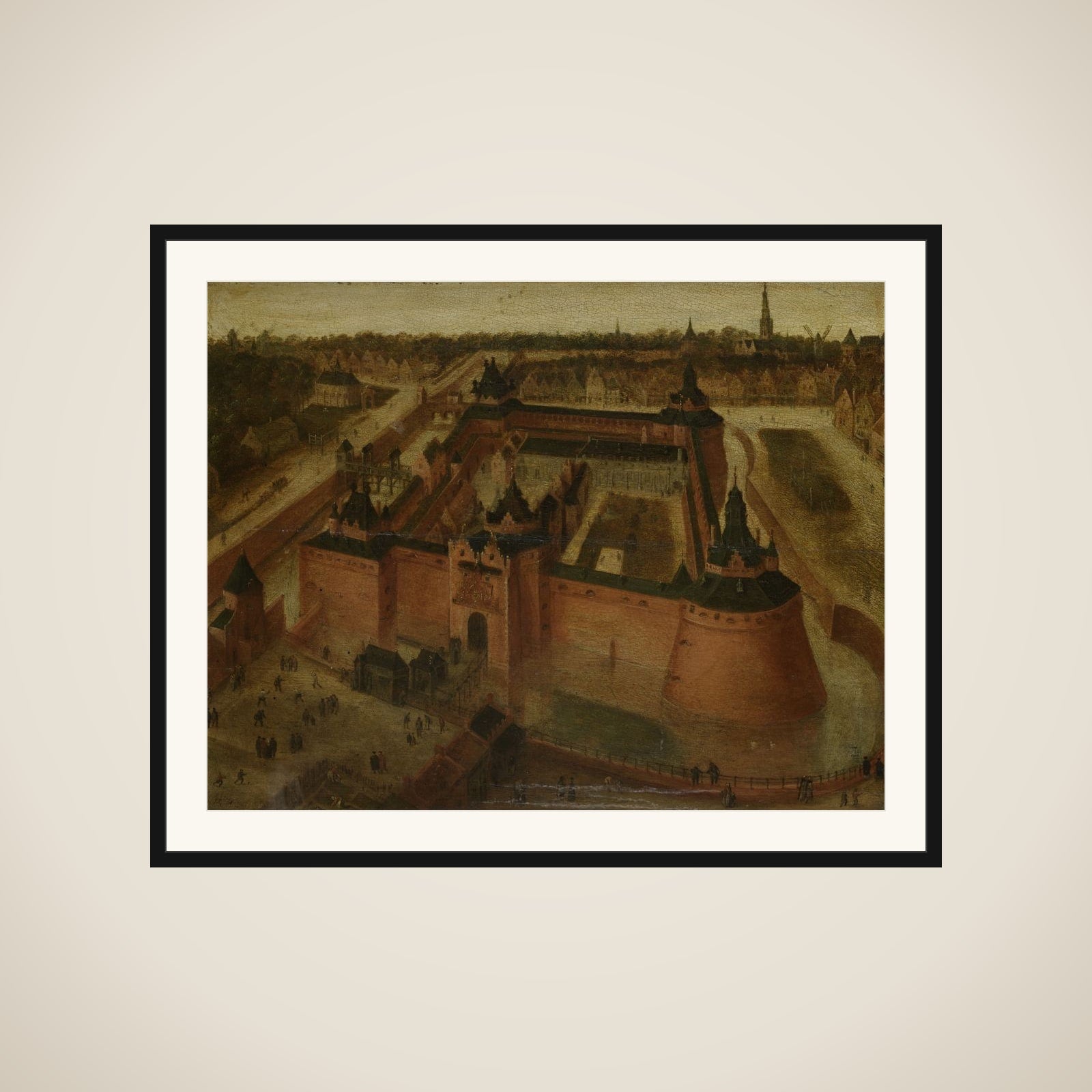 Bird's-eye View of the Vredenburg (Vredeborch) Castle in Utrecht framed